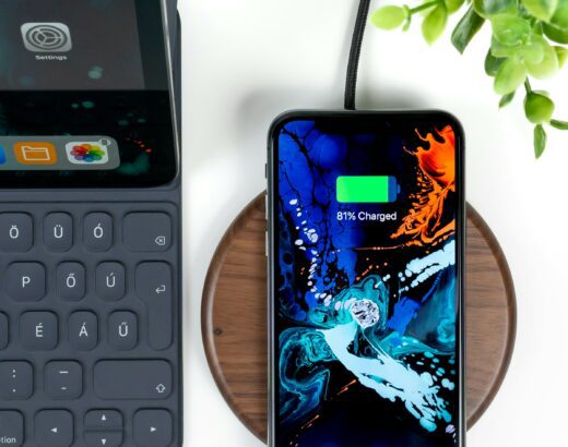 smartphone on wireless charging