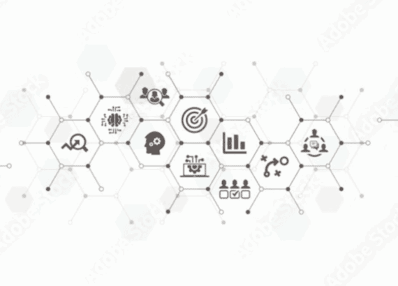 a collection of analytics icons depicting graphs and metrics